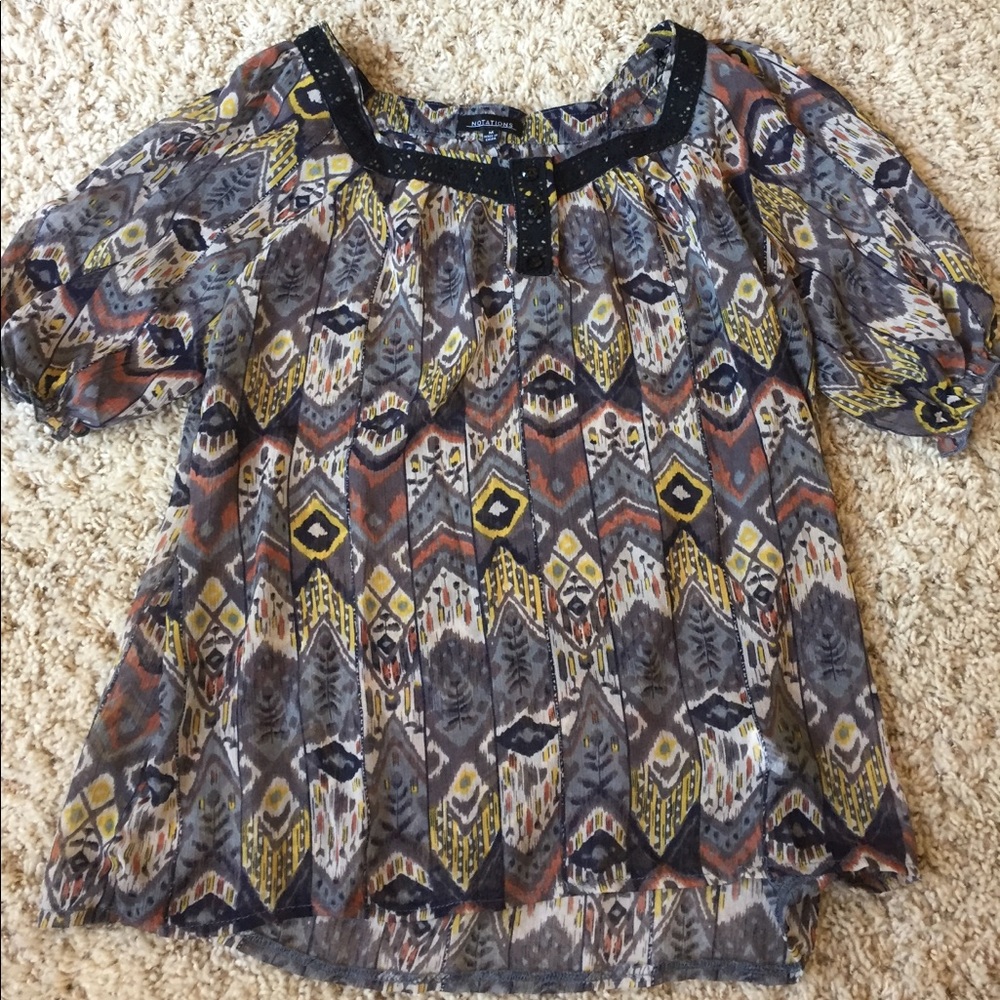 Grey multicolored sheer top